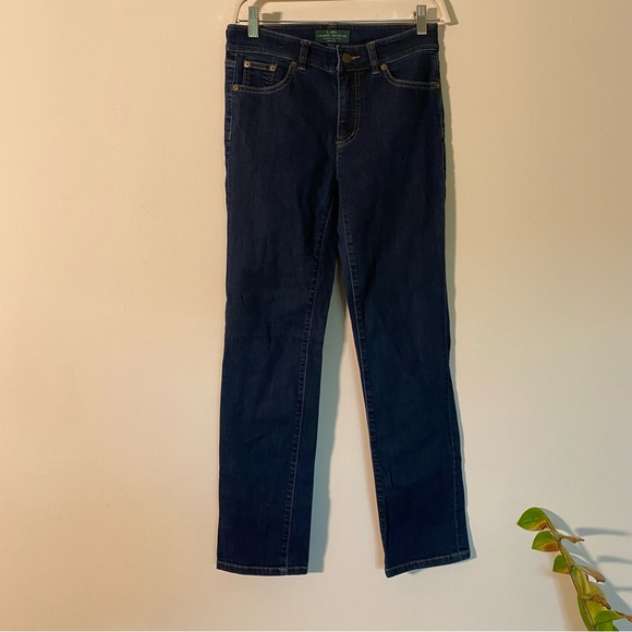 Lauren Ralph Lauren women’s dark wash stretch straight leg jeans size 4 petite - Picture 6 of 7